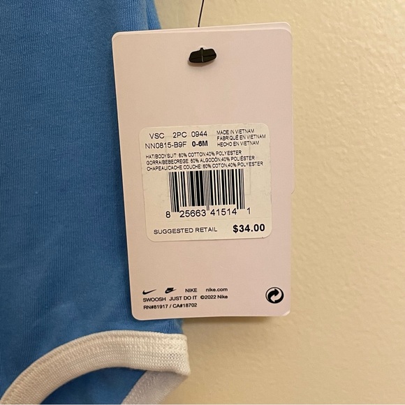 NWT Nike Baby Onesie in “Carolina” Blue - Picture 4 of 7